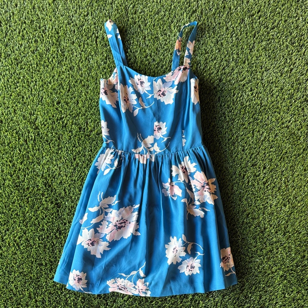 Joie Blue Floral Sundress with Pink and White Blooms